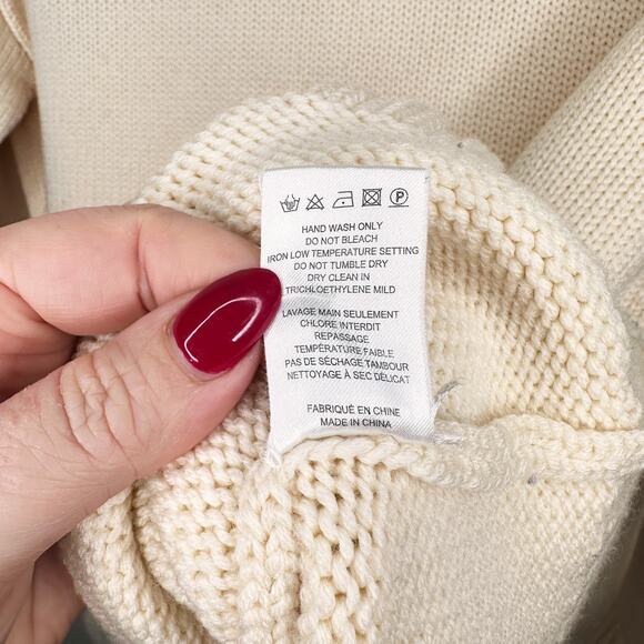 Joseph Chunky Knit Sloppy Joe Ivory Cream Wool Turtleneck Pullover Sweater Small - Picture 13 of 14